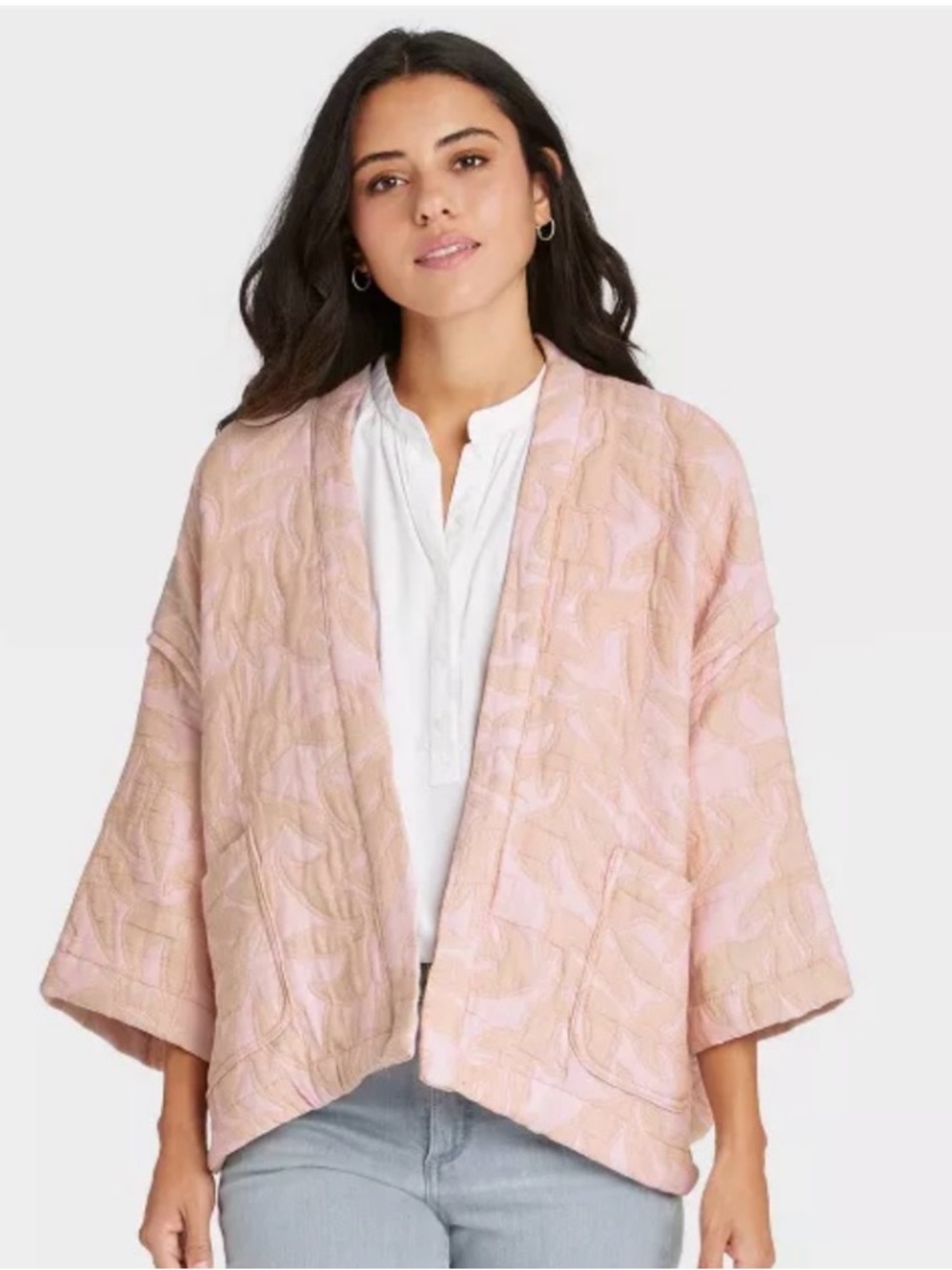 Universal Thread Quilted Kimono Jacket, Dusty Rose, OSFM